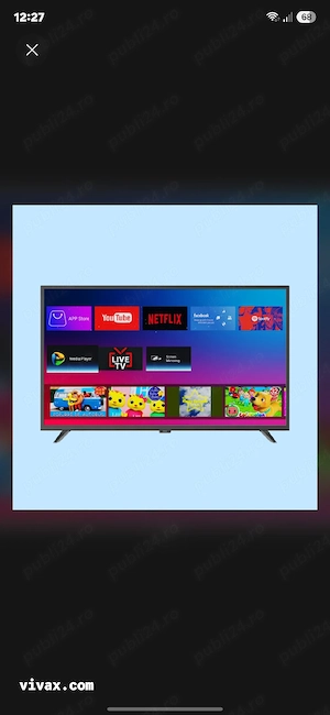 Smart TV VIVAX 43S61T2S2SM, Diagonală 110 cm (43"), Android TV, NOU la cutie