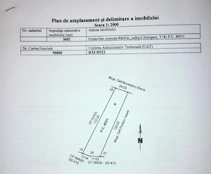 Teren 3.602 mp Răchiți   Cu Curent și Apă la limită