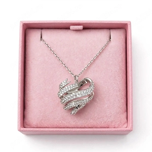 Colier original Swarovski, model 2 lebede impletite, din argint cu cristale