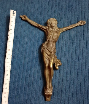 Corpus Hristos 20x15 cm. metal bronz turnat patina veche