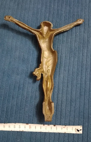Corpus Hristos 20x15 cm. metal bronz turnat patina veche