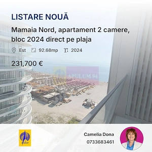 Mamaia Nord, apartament 2 camere, bloc 2024 direct pe plaja