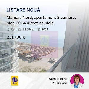 Mamaia Nord, apartament 2 camere, bloc 2024 direct pe plaja