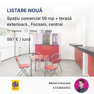 Spațiu comercial 59 mp + terasă exterioară , Focsani, central