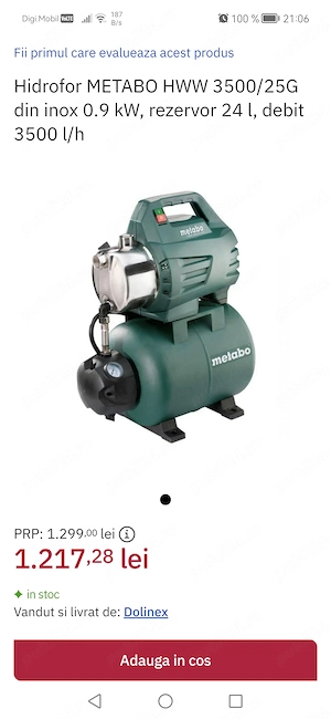 Hidrofor Metabo pompa gradina vas expansiune 