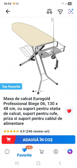 Masa de călcat cu suport pt cablu calcatoruluisi priza  la masa.