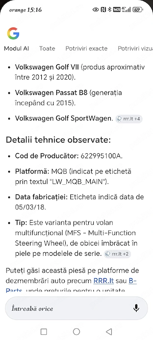 De vanzare volan VW
