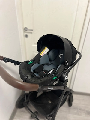 Cărucior Lionelo Bianka 3 în 1, bej + Scoică Astrid i-Size + Bază ISOFIX