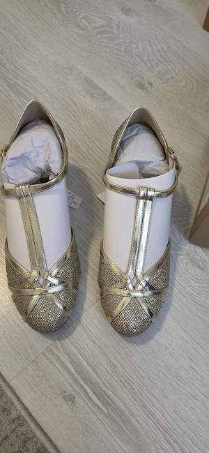 Sandale elegante aurii cu sclipici