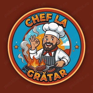 Vând logo vectorial  "CHEF LA GRĂTAR" 