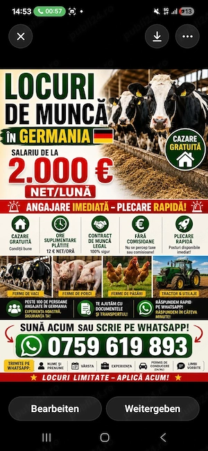Ferma nemtesca cauta ingrijitor la ferma de animale in GERMANIA