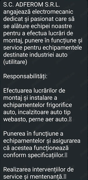 SC.Adferom Galați , angajăm electromecanic 