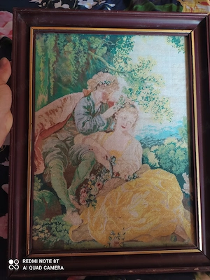Goblen cusut manual  Pastorala  (după Fran ois Boucher),  40 x 50 cm..