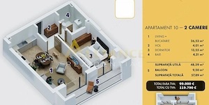 Apartament 2 camere de vanzare | Ansamblu nou | Comision 0% - imagine 8