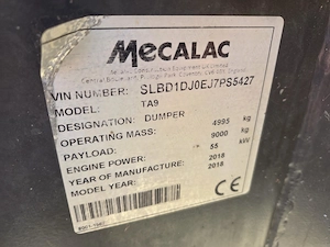 DUMPER 9tone, Mecalac, 2018, 1300h, bena 6mc-21900 EUR+Tva - imagine 9