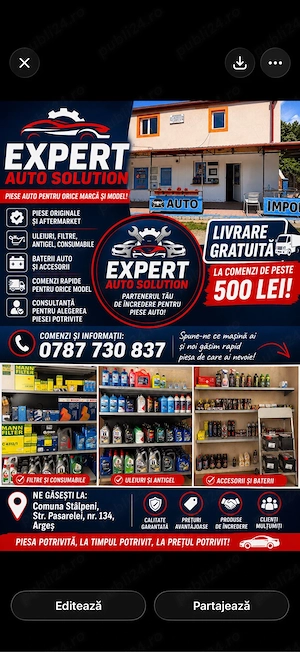 orice ai nevoie pentru mașina ta, găsești la noi ! strada pasarelei nr 134 stalpeni, Argeș! 