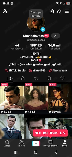 Vând cont TikTok cu 199K urmăritori