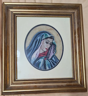 Goblen lucrat manual Fecioara Maria