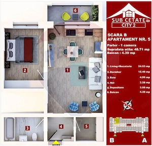 Studio generos 48 mp | Parcare inclusa | Subcetate City 2 - imagine 10