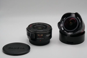 Olympus 40-150mm f4, Panasonic 14-42mm PZ, Samyang 7,5mm, 