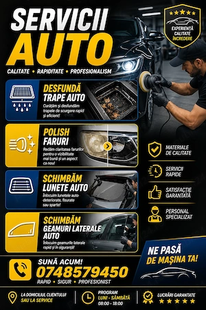 Schimbare geamuri laterale auto-lunete-desfundari trape-polish faruri