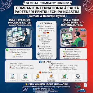 Companie internațională caută operatori procesare facturi furnizori și agenți call-center asistență 