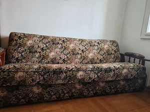 Canapea 3 locuri extensibilă cadru fag cu spatiu depozitare