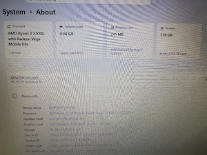 Hp 255-G7- 15.6, Ryzen3,Amd Vega3 ,Ram 8GB DDR4,ssd 256