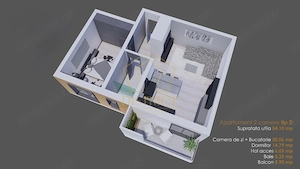 Apartament cu 2 camere, 54 mp utili la parter finalizat la asfalt in Giroc. - imagine 11