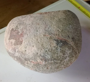 Geoda de cuart cu cristale roz-portocalii hematit 25 cm.