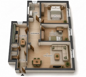 Oportunitate RARA! COMISION 0%_apt  3 C D IASI_Piața Unirii_ Etaj 2 + boxa intabulata 10mp         - imagine 8