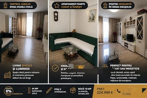 Oportunitate RARA! COMISION 0%_apt  3 C D IASI_Piața Unirii_ Etaj 2 + boxa intabulata 10mp         - imagine 2
