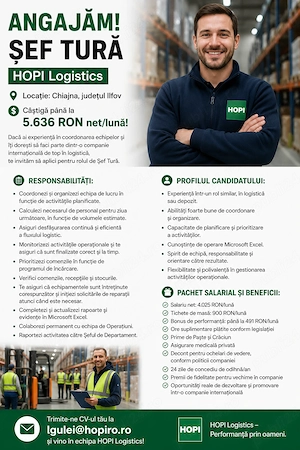 Angajăm! șef tură   hopi  ro logistics