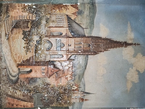 Placă sculptură ceramică în relief glazurata 29 x 21 cm