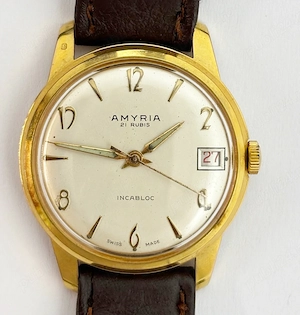 ceas mecanic elvetian aurit Amyria 21 rubis