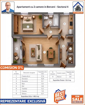 Apartament 2 camere | Berceni - Sector 4 | Comision 0 - imagine 9