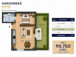 Garsoniera cu gradina, parter, bloc nou aproape de metrou - imagine 4