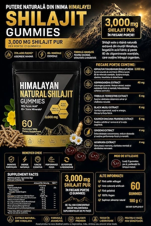 Shilajit Pur 100% Natural (3000 mg portiie) + Ashwaghanda + Ginger +Ginseng + Tribulus !!