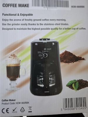 Cafetiera Heinner Grind Control HCM-900RBK, 900W