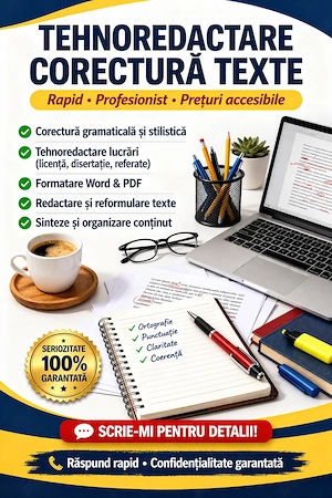 Tehnoredactare, corectură texte și redactare lucrări   rapid și profesionist  
