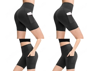 Shorts sport dama high waist, fitness and running, cu buzunare, nergi, L, noi