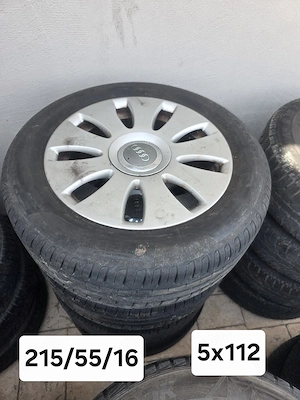 Set 4 jante aliaj 5x112 echipate cu anvelope vara 215/55/16