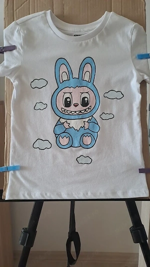 Tricou pentru copii pictat manual cu Labubu