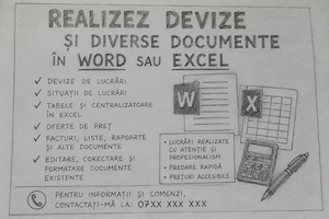 Realizez devize și documente în Word și Excel