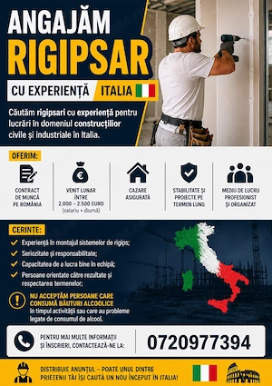 Rigipsar - Italia  doar cu experienta relevanta