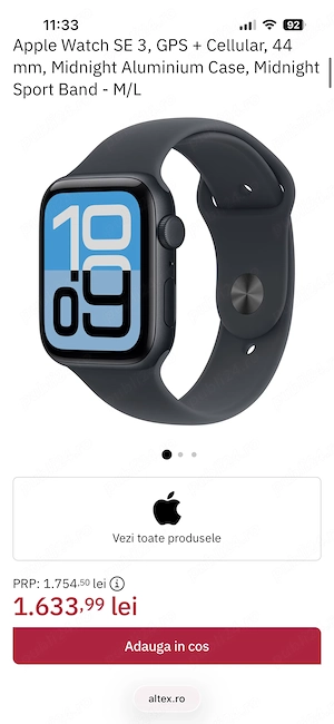 De vânzare apple watch SE 3, GPS + Cellular, Complet SIGILAT ,44 mm, Midnight Aluminium Case