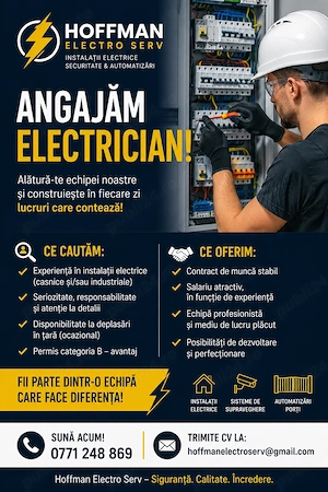Hoffman Electro Serv își mărește echipa! Angajam electrician !
