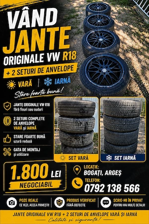 Vând jante R18 gama vag plus 2 seturi de cauciucuri 