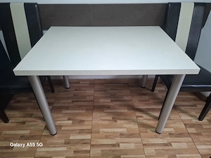 Masă bucătărie blat 130 92 cm, picioare inox reglabile