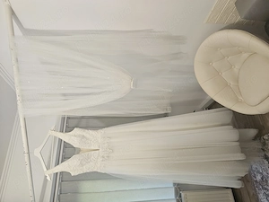 Pachet Rochie de Mireasă Alice Design (Mărimea 38) + Voal Lung   Colecția 2023